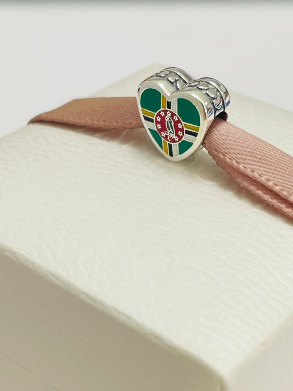 Pandora I Love Dominica Flag Heart Charm Travel Charm